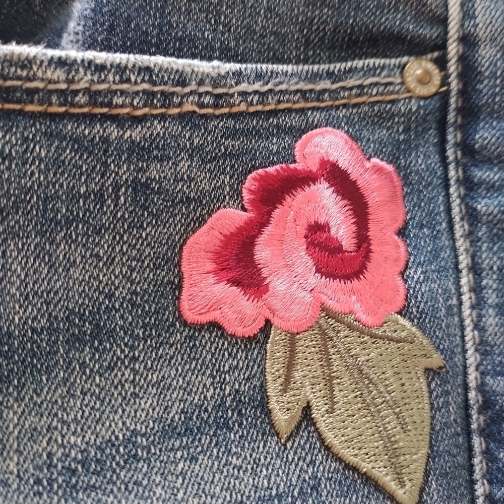Vintage America Applique Boho Skinny Jeans 14R - Picture 7 of 14